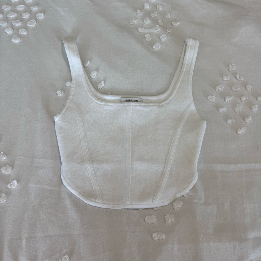 Aritzia Babaton White Structured Square-Neck Tank